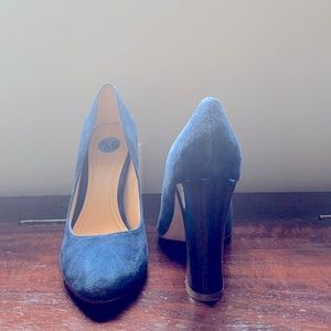 Beautiful blue suede Cole Haan pumps, size 6.5, worn once.
